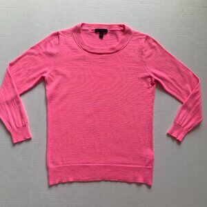 J Crew Womens Sz M Baby Pink 100% Merino Wool Crew Neck Sweater 3/4 sleeved